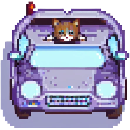 cat with a car, pixel art style emoji