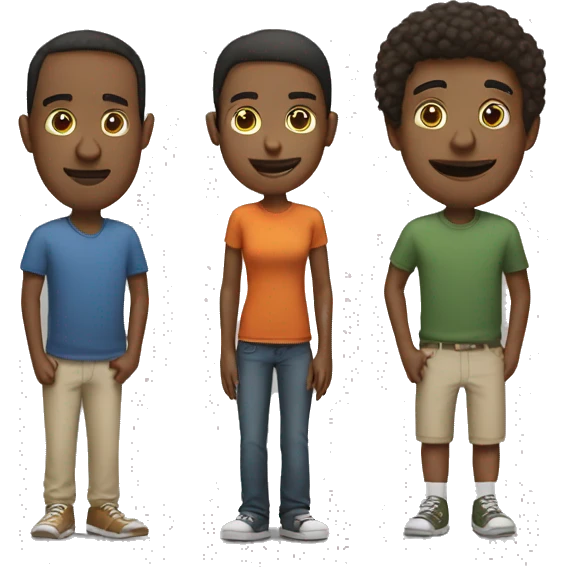 two tall guys and one short female between them emoji