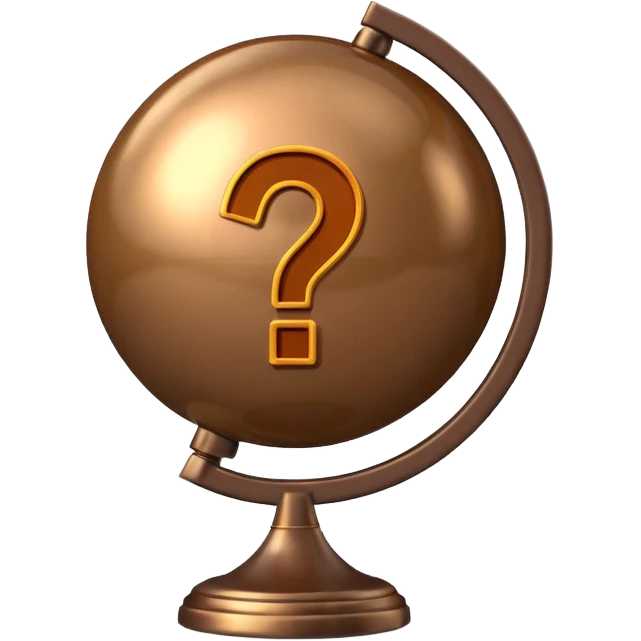 Text globe with brown exclamation mark emoji