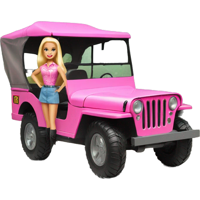 Fun size Barbie jungle tour 1942 Willy’s pink jeep  emoji