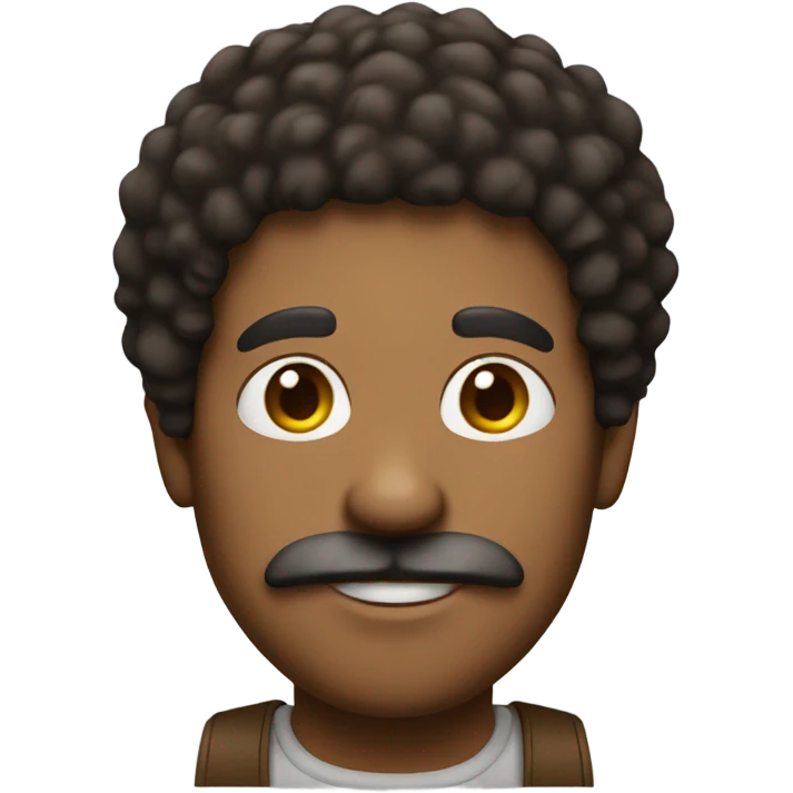White man mustache brown afro emoji