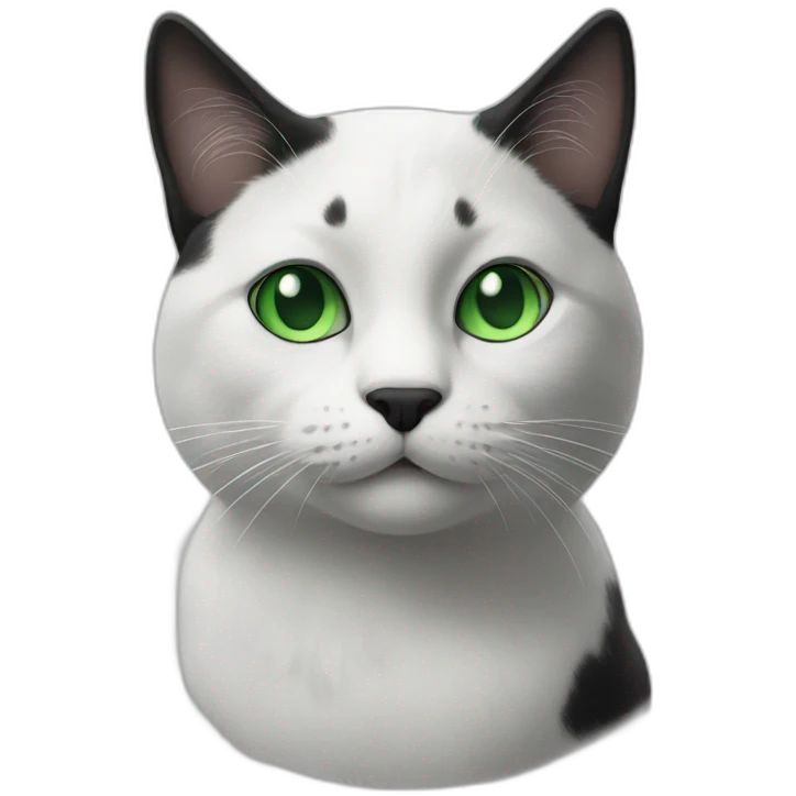 black and white cat with green eyes emoji