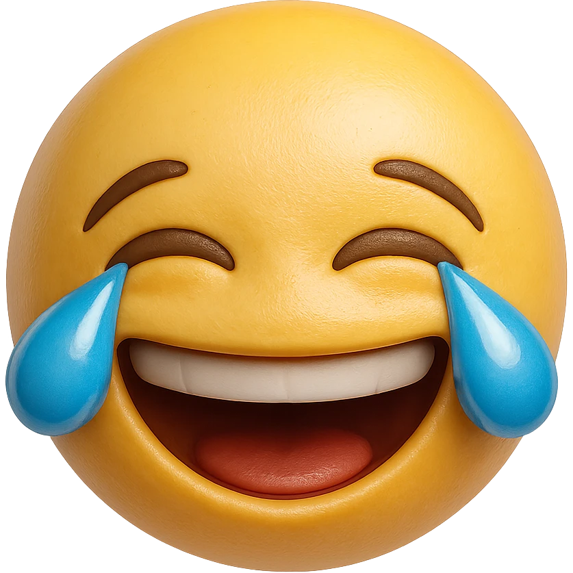 emoji stile iphone che ride, iperrealistico 4k emoji