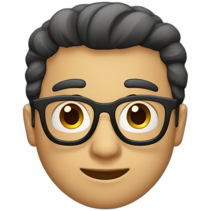 Cara Hombre con canas y pelo de punta con gafas rojas y negras emoji