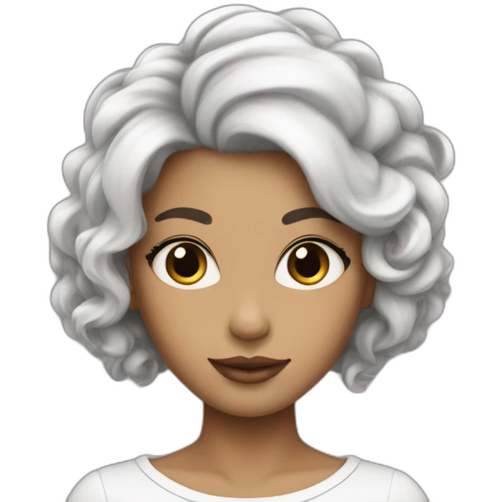 Fille peau blanche tresses cheveux noir emoji