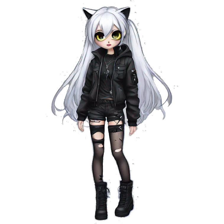 Edgy Kawaii Cute Cool Cartoon Anime Punk Techwear Gothic Catgirl emoji