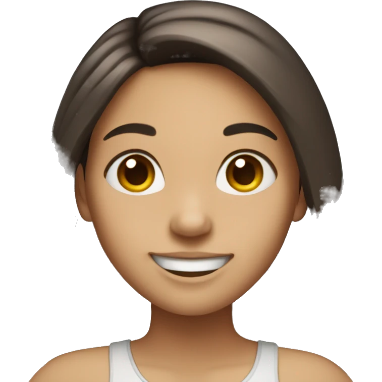smiling girl with long dark brown hair  emoji