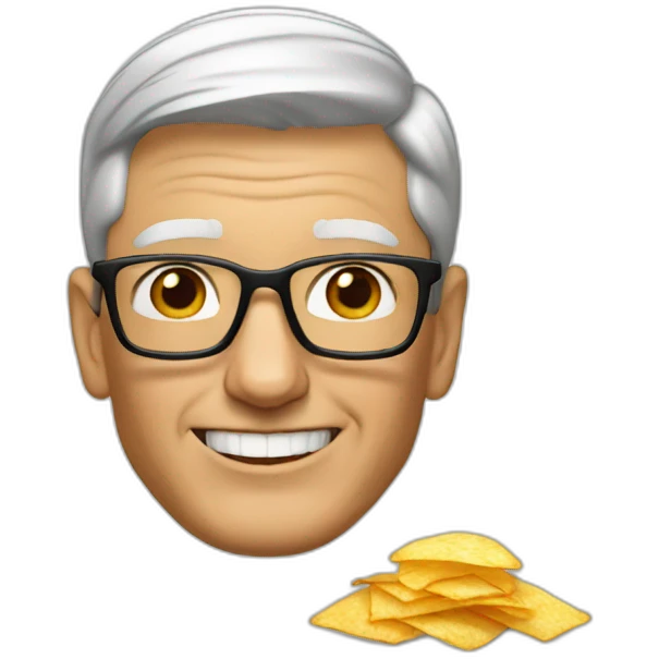 tim cook with potato chips emoji