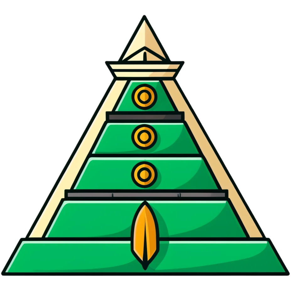Minimalist Maya pyramid and ritual knife symbols, white and deep green only, flat design with clean lines emoji