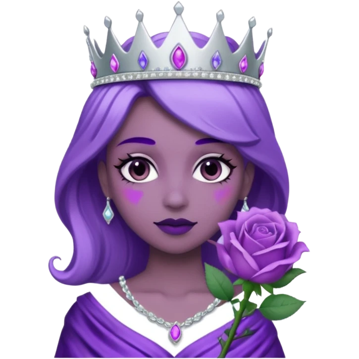 Purple rose flower with silver tiara emoji