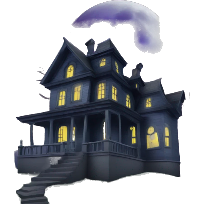 Haunted House Moon in Backgrouns emoji