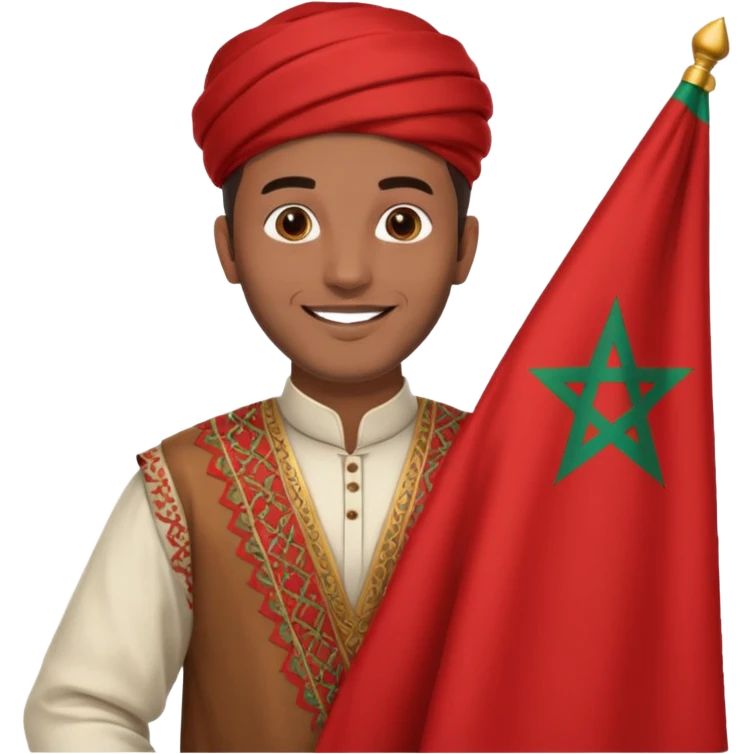 Un homme avk le drapeau Du Maroc emoji