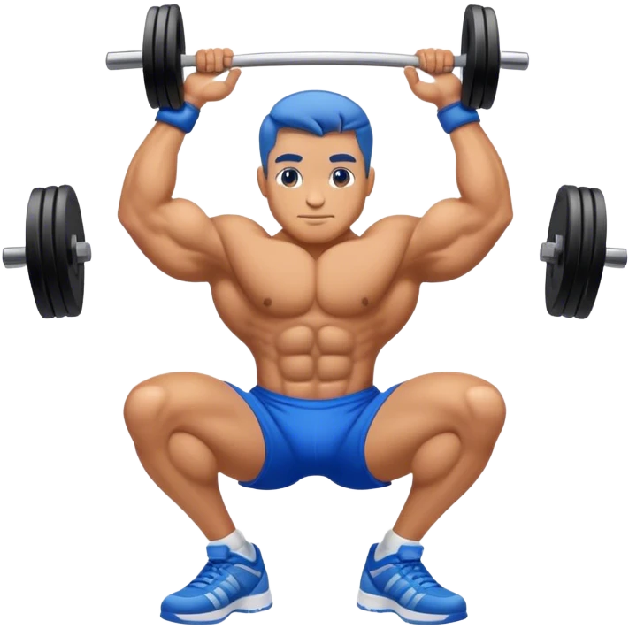 bodybuilder with blue shorts glute-bridges emoji