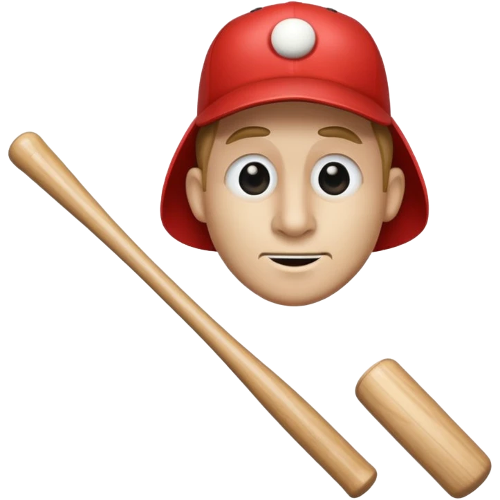 A wooden baseball bat holding another baseball bat with a face a long nose emoji