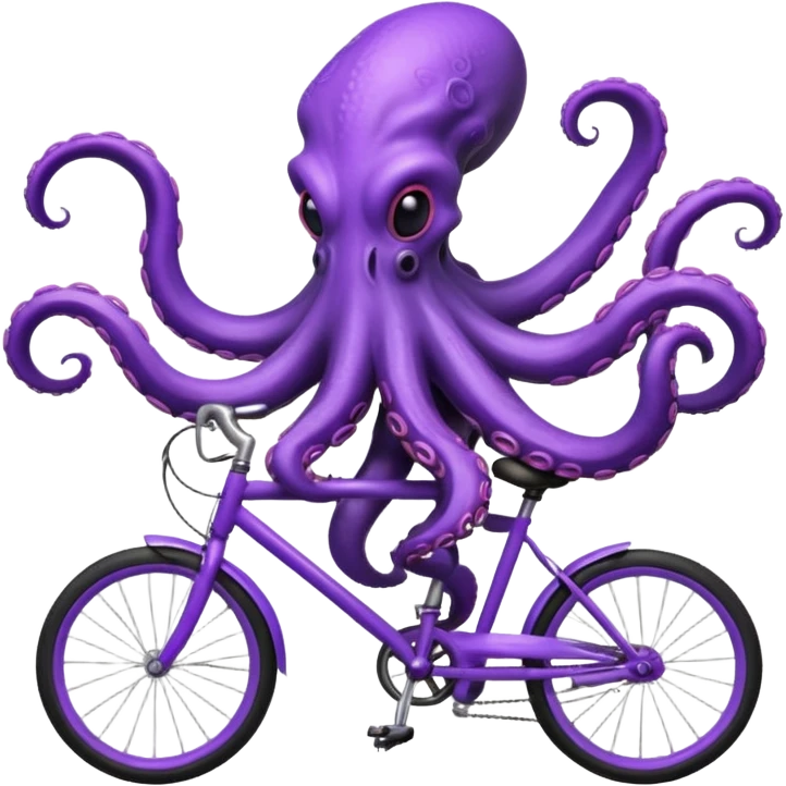 tentacle alien riding a bicycle, octopus-like alien using tentacles to steer, weird but cute anatomy, sci-fi fantasy vibe, 3D cartoon, mobile game icon style, clean background, no text, no watermark
 emoji