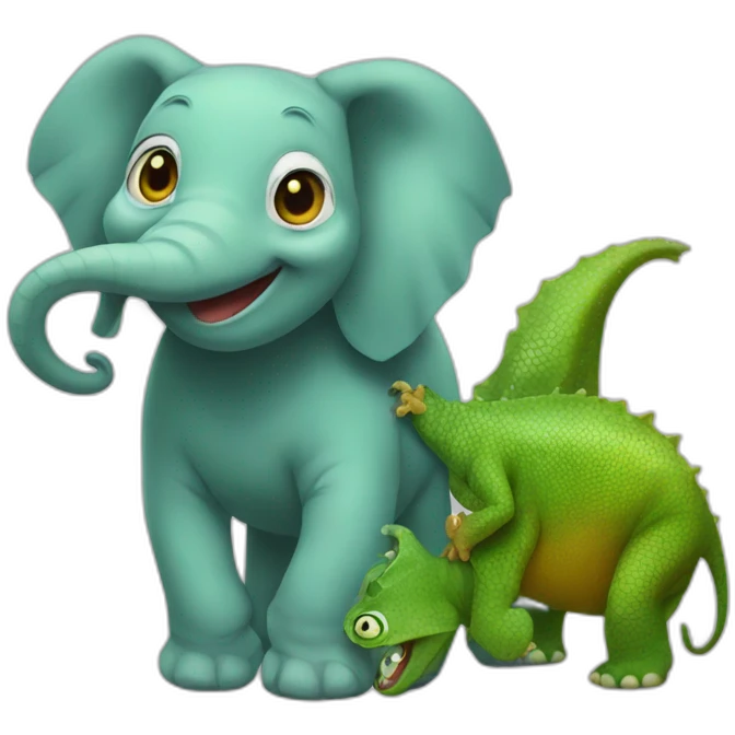a lizard on an elephant emoji