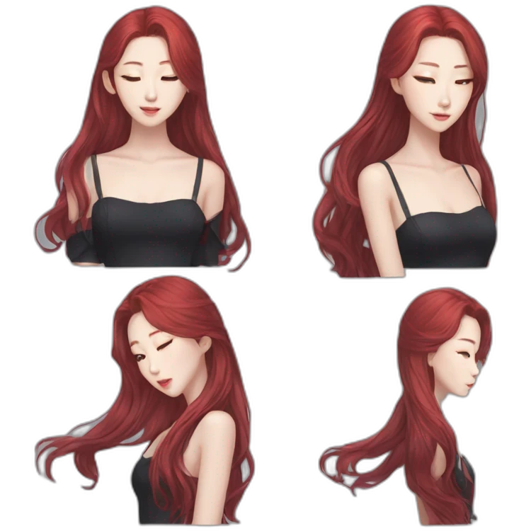 Hyunjin long red hair emoji