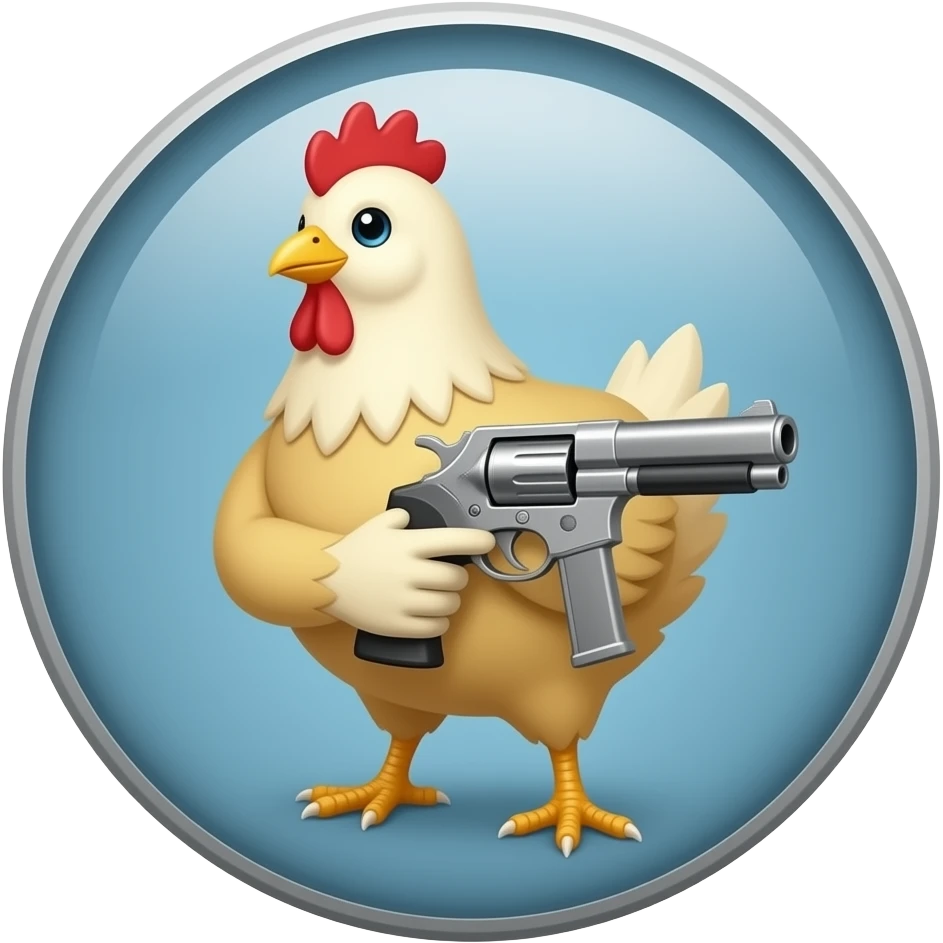 Make a chicken with a gun emoji and the chicken is circular emoji