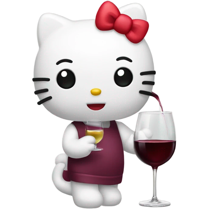 Hello Kitty drinking red wine emoji