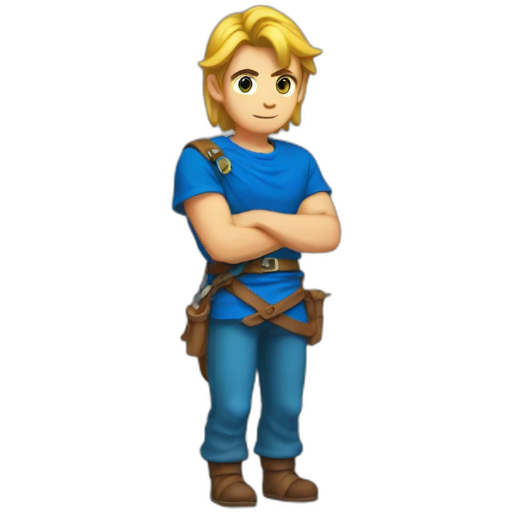 Link with a blue top gay emoji