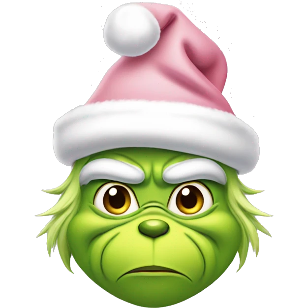Grinch with a light pink santa hat emoji