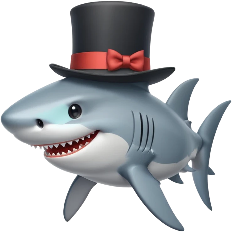 Shark with a top hat emoji