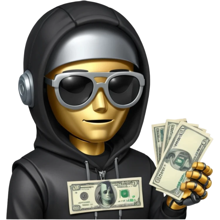 hoodie, sunglasses, money ROBOT emoji