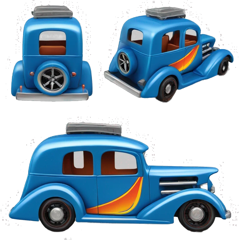Hot wheels style, 1937 hot rod caravan, blue  emoji