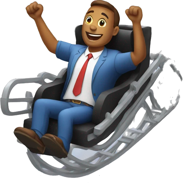 entrepreneur in a seat in a rollercoaster which is moving emoji