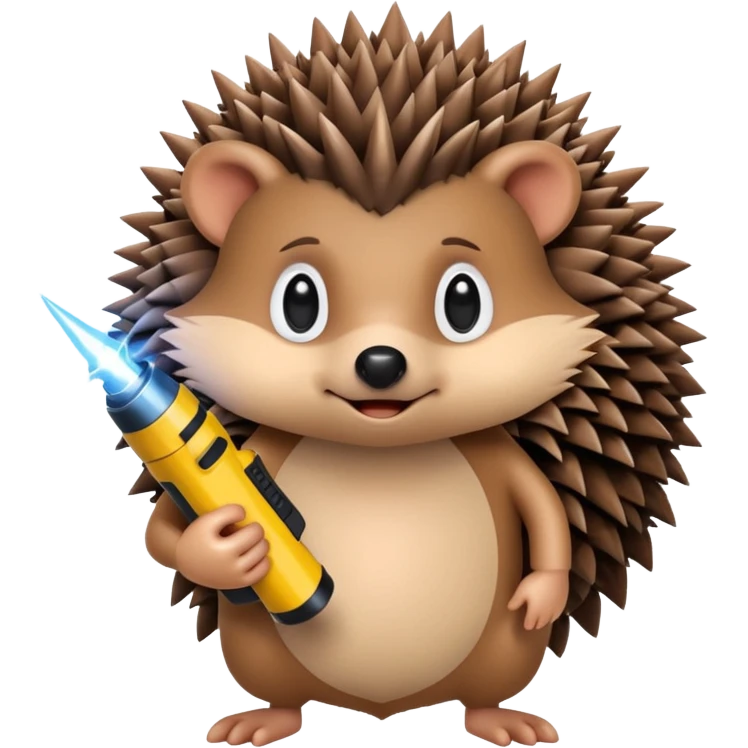 Hedgehog holding a taser emoji