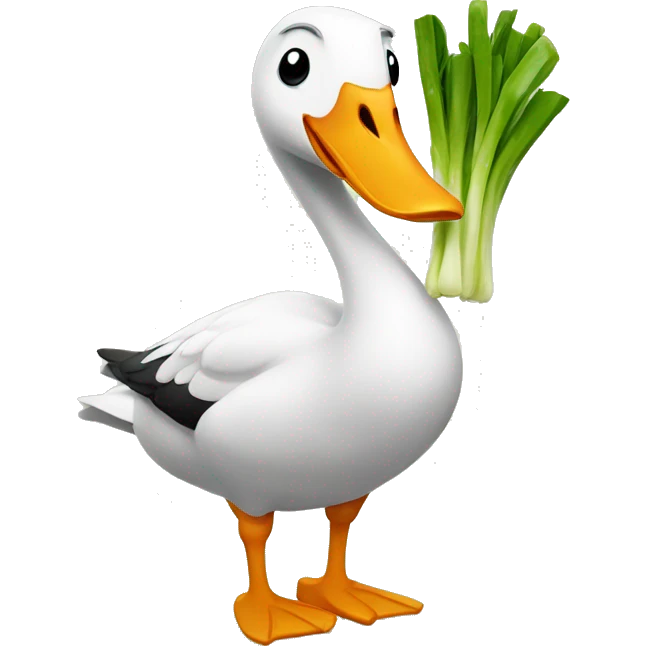 Goose holding a leek emoji