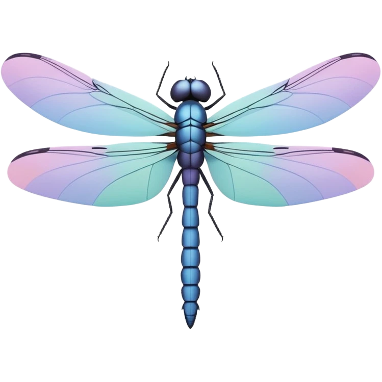 minimal dragonfly emoji, simple flat design, geometric shapes, soft pastel colors, no face, not cartoonish emoji