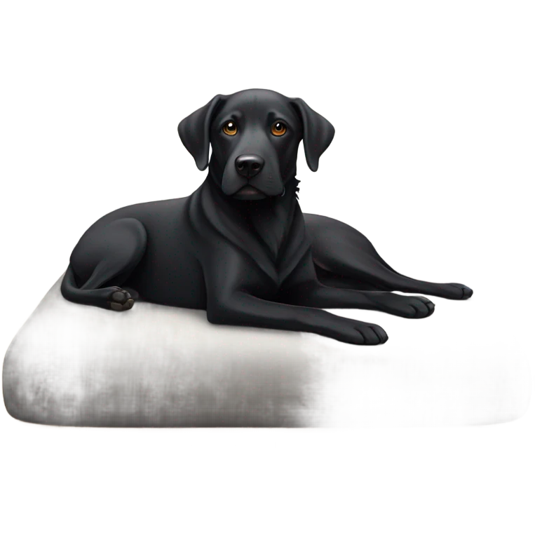 black dog lounging indoors emoji