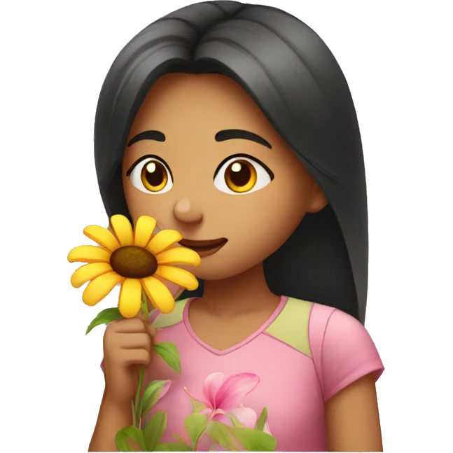girl smelling flower emoji