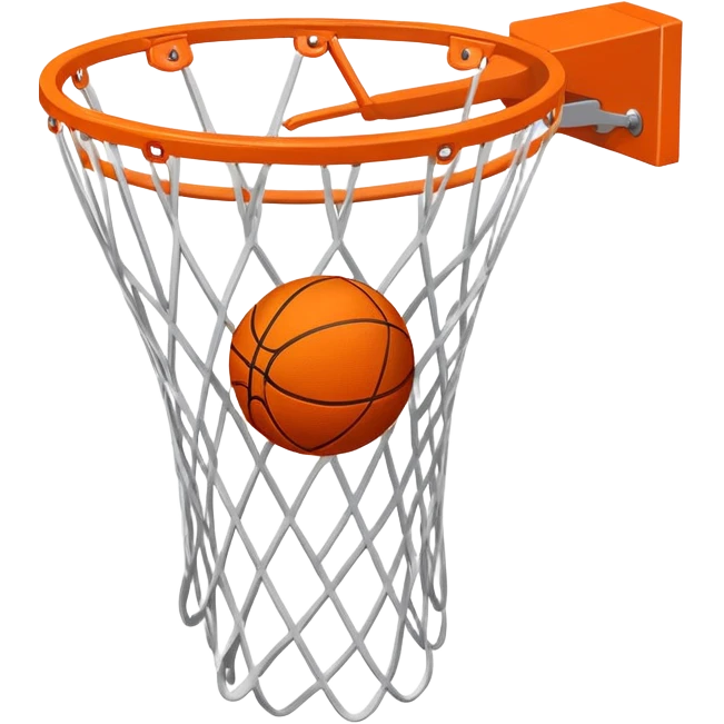 Basketball scoring through net, top-down perspective emoji