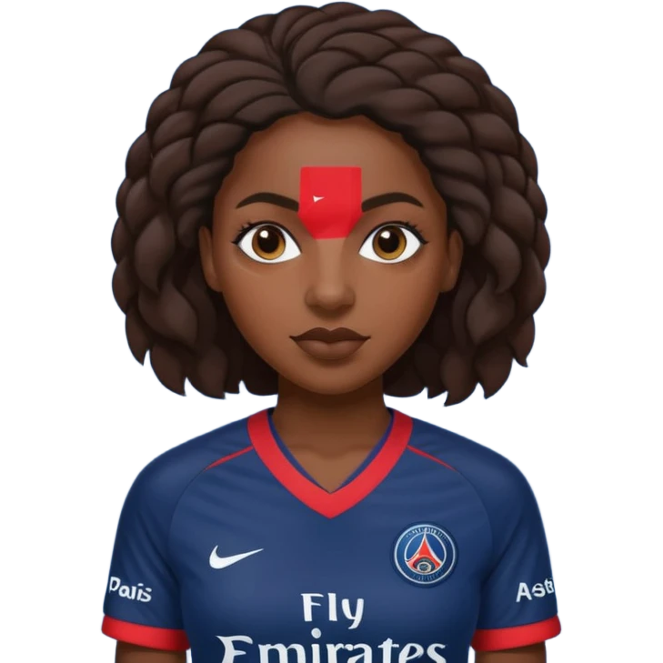 Realistic portrait of a black woman wearing PSG jersey emoji