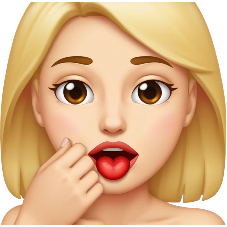 Biting lip with hand underneath chin emoji
