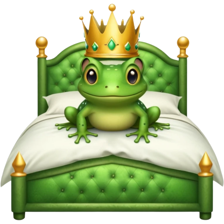 Frog with crown in a double bed  emoji