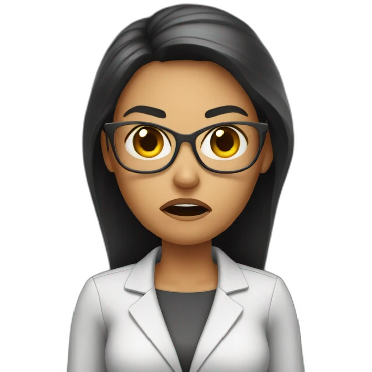 Angry female teacher with pen emoji