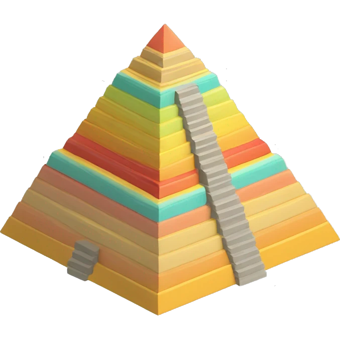 maslow pyramid in 3d isometric, colored emoji