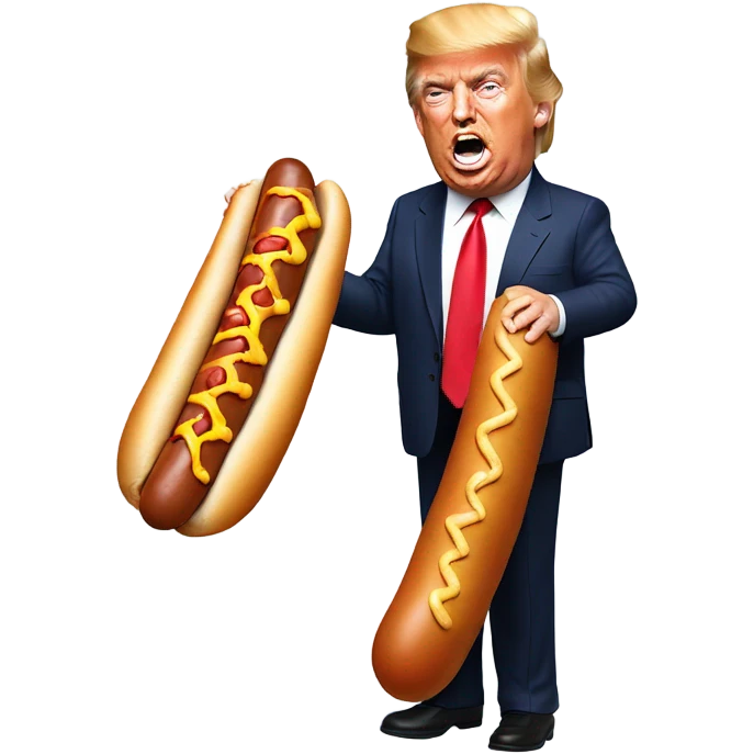 Donald trump eating a 5 foot hot dog emoji