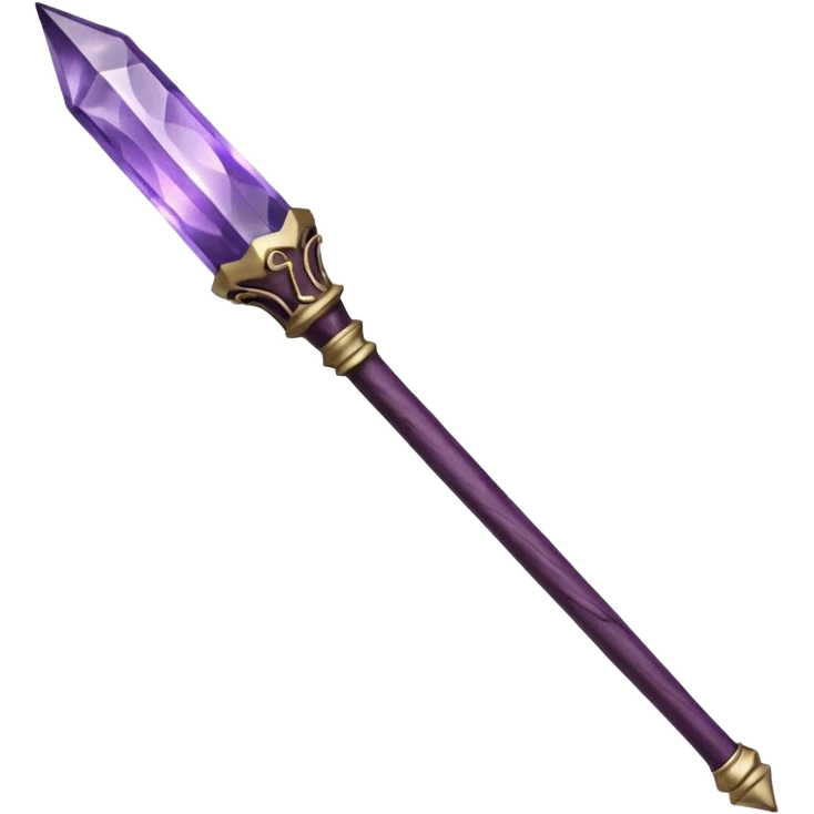 Wand with Heartwood of Silver Birch, 12.5 inches long, Medium flexibility, Tip Inlay: small amethyst hexagonal shard, Finish: Plum-stained lacquer over whitewood core, giving the wand a soft, moonlit glow in dim light. emoji