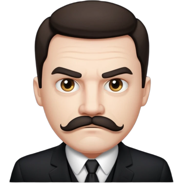 suspicious man uin a suit with a mustache, looking mad emoji