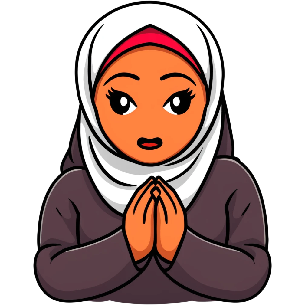 angry hijabi woman, face red with frustration, hands clenched emoji