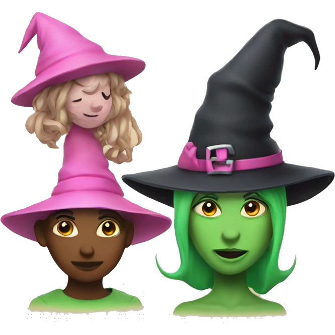 Make a pink witch and then a green faced witch emoji