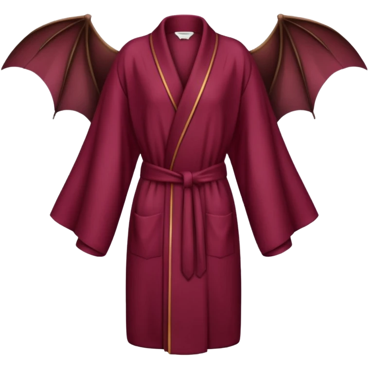 Burgundy robe, No piping, long, bat wing sleeves, high definition, emoji