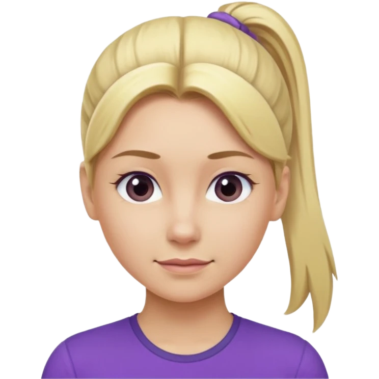 Blond woman with pony tail and purple shirt emoji