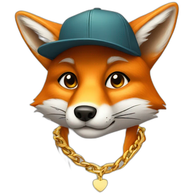 fox wearing a cap and a gold chain emoji