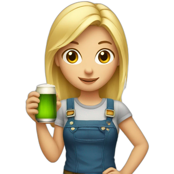 Blond girl holding beer emoji