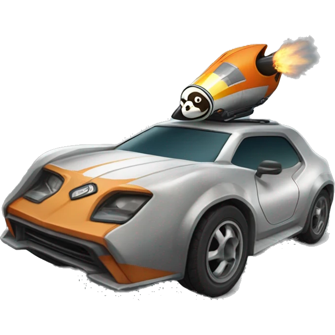 un pingouin qui conduit une voiture de rocket league emoji